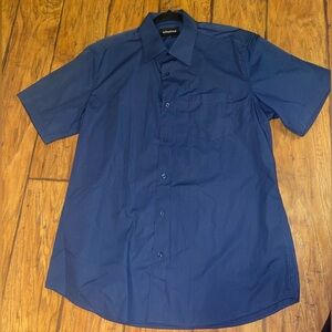 Allsense Navy Blue button up short sleeve top shirt Men’s Large NWT